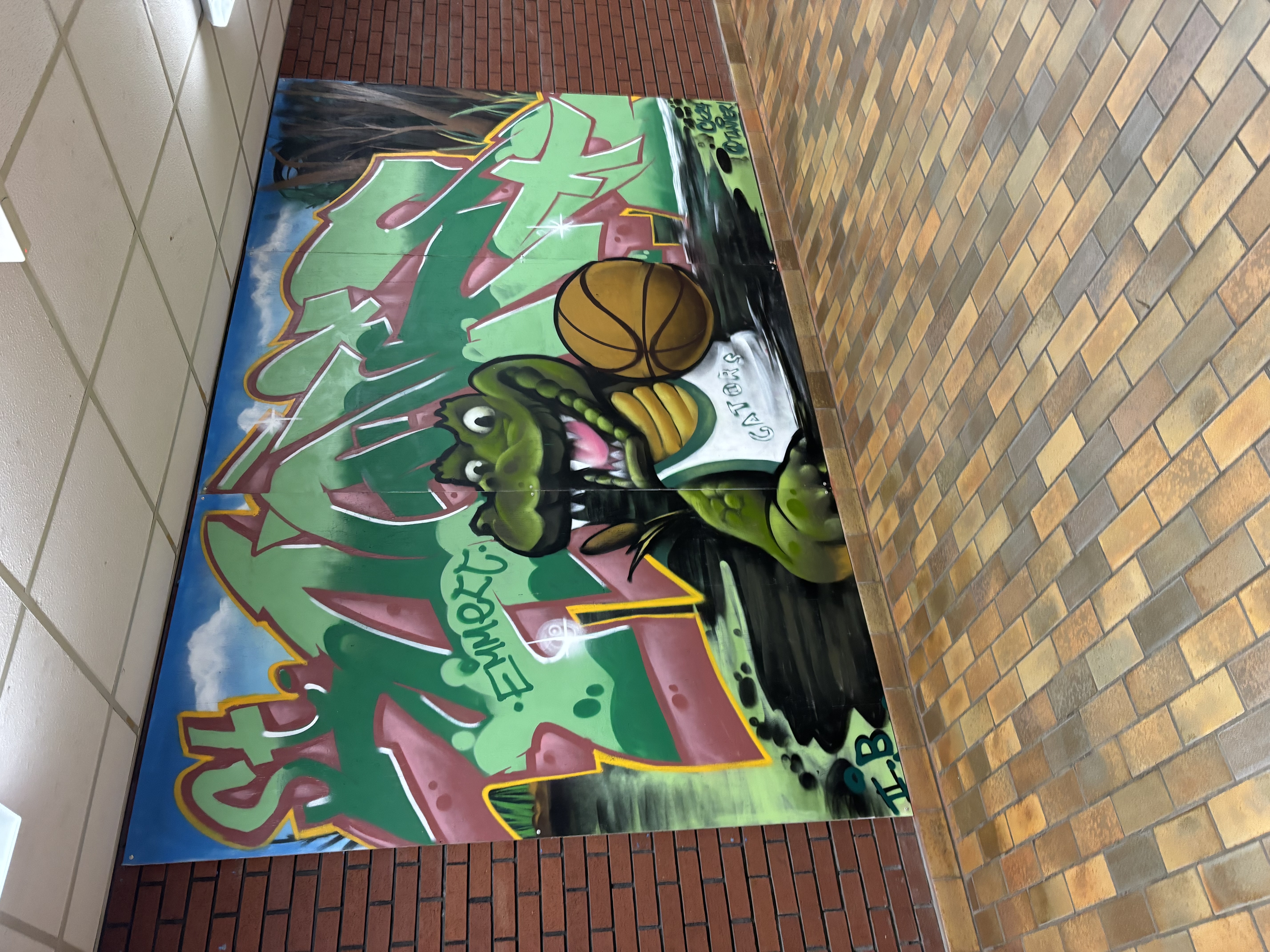 Indoor gator basketball mural