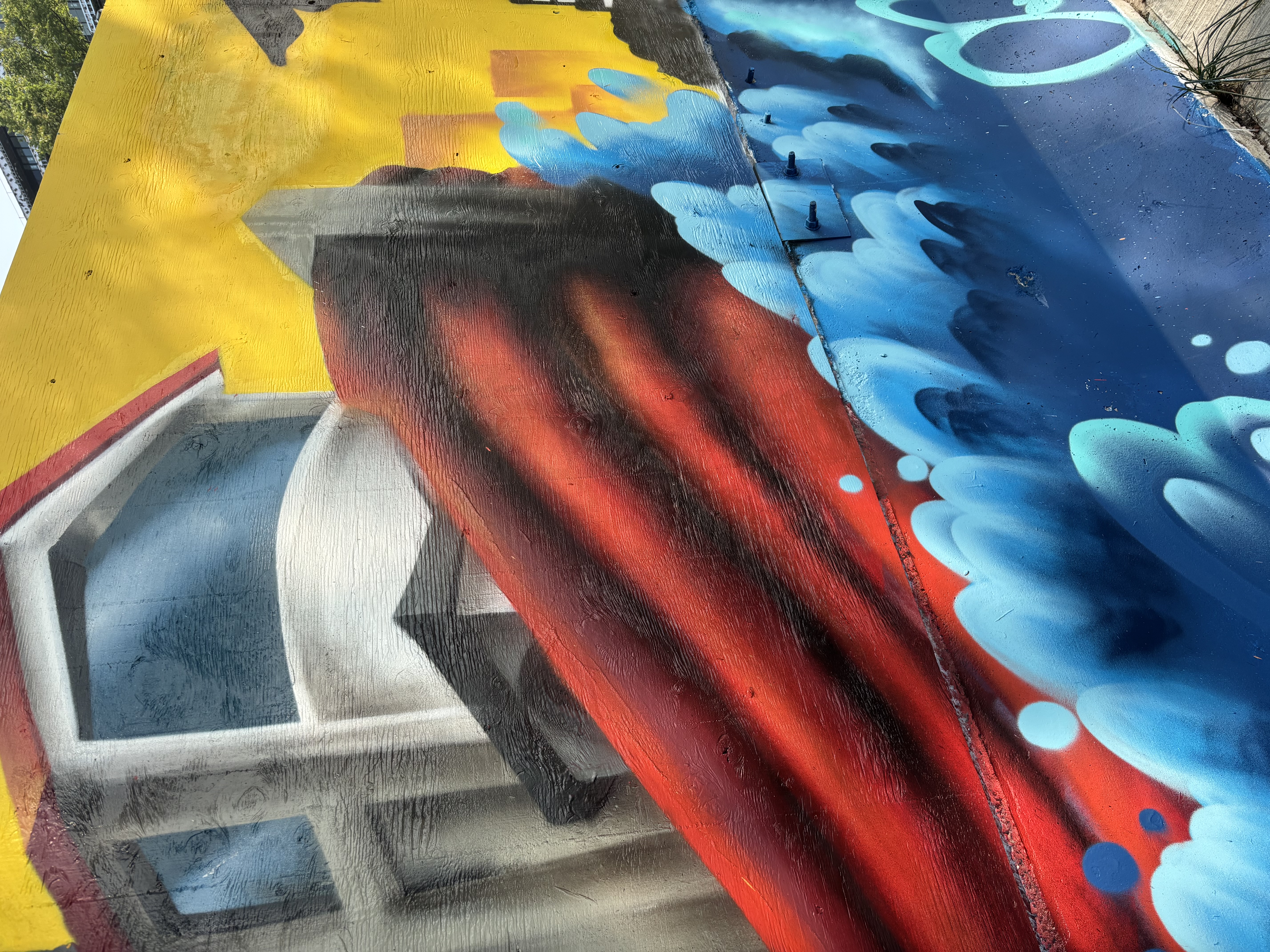 Close detail of an abstract outdoor mural