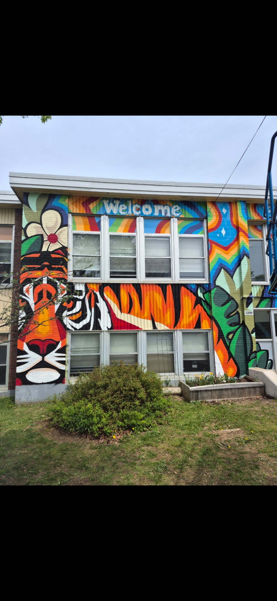 Detailed exterior mural at St. Catherine's Elementary